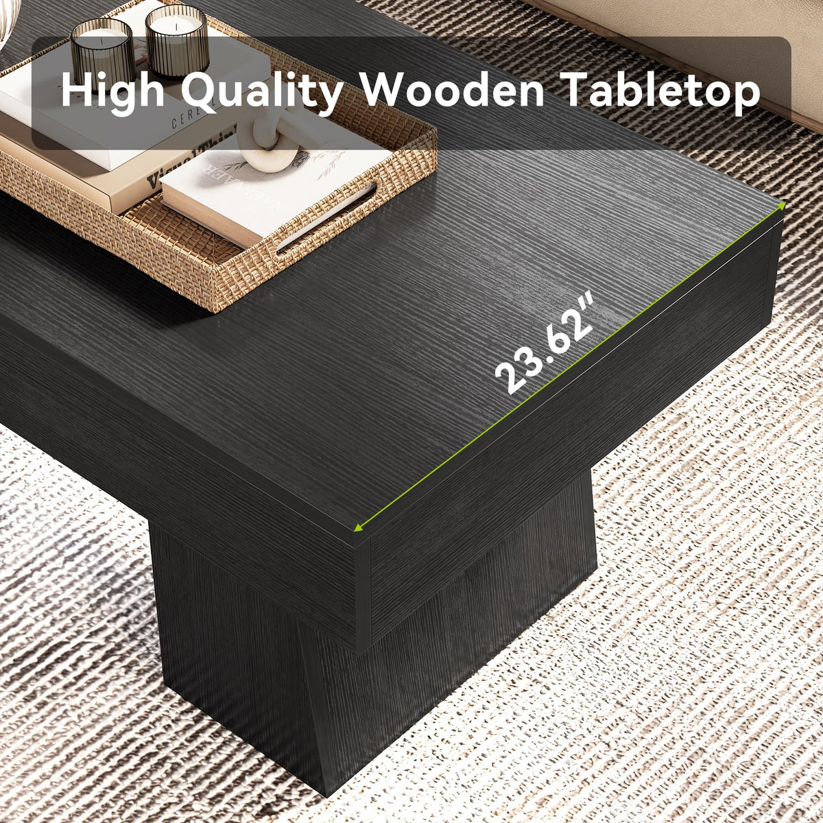 Black 47 Inches Wooden Coffee Table R714