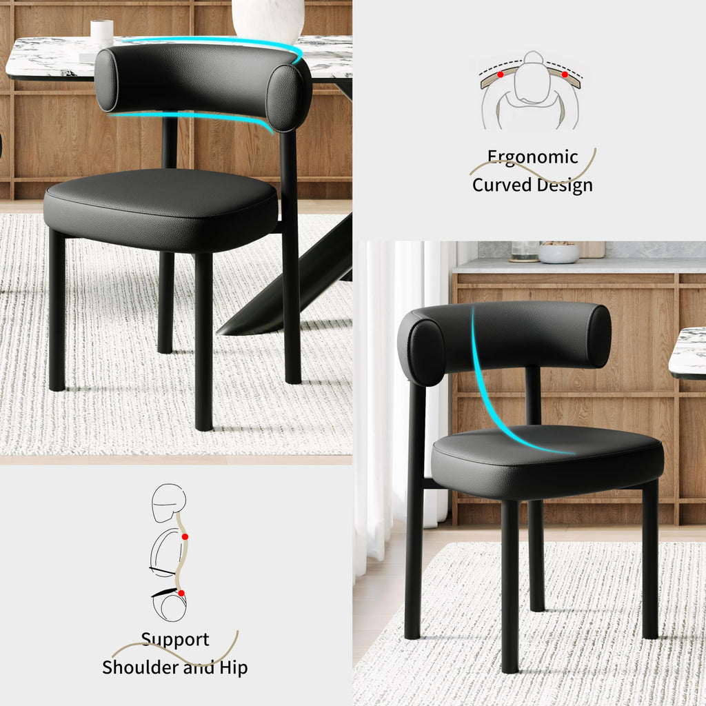 Black Faux Leather Dining Chairs Set of 4 I86143
