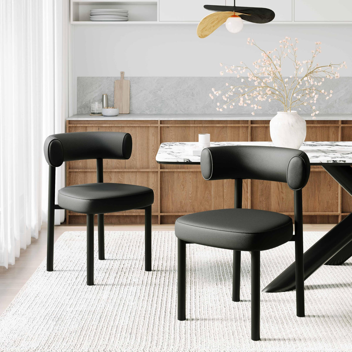 Black Faux Leather Dining Chairs Set of 4 I86143