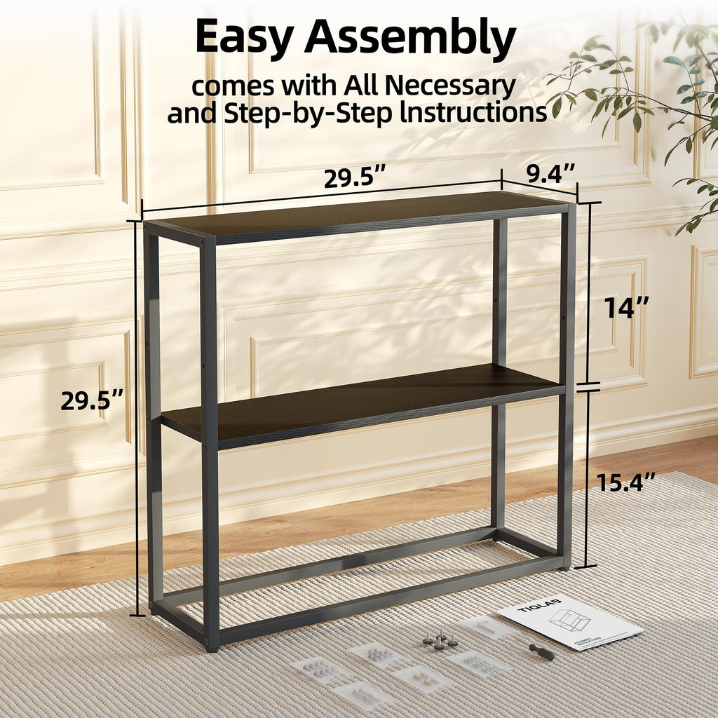 Black Narrow Console Table with Shelves C722